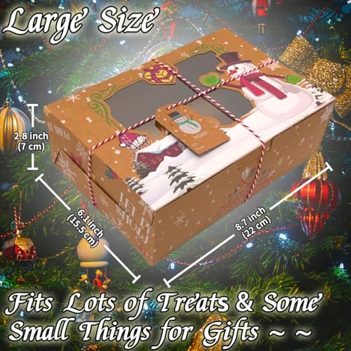 Christmas Cookie Gift Boxes with Window & Greeting Cards - 12 Pack