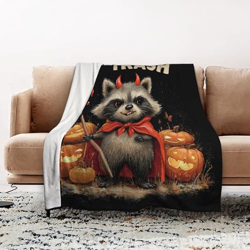Halloween Raccoon Throw Blanket - Soft Flannel for Kids & Adults, 40" x 50"