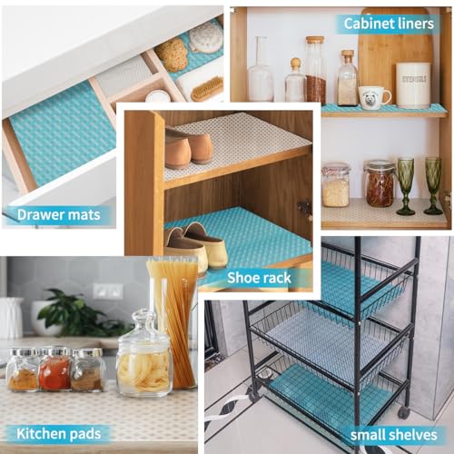 Bloss Refrigerator Shelf Liners - Clear Grid, 12" x 78" Washable EVA Mats