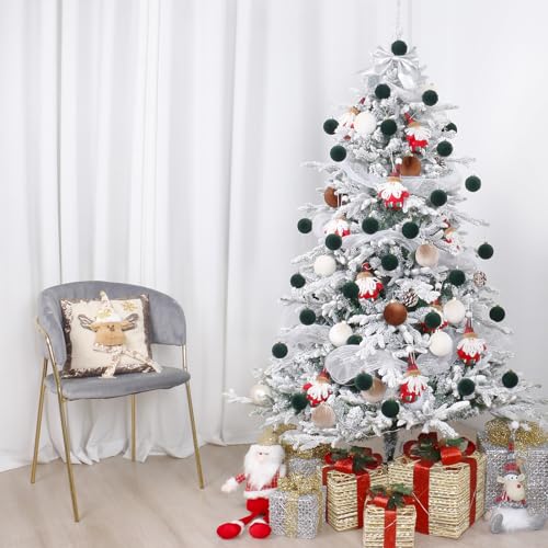 30pcs Dark Green Velvet Christmas Ornaments for Xmas Tree Decorations