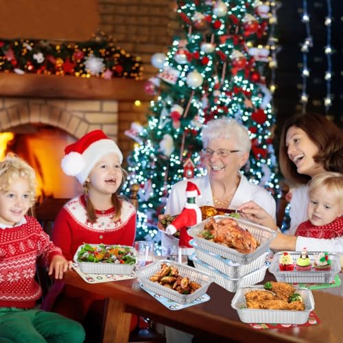 Disposable Foil Food Containers with Lids - Rectangular Takeout Pans for Holiday & Catering