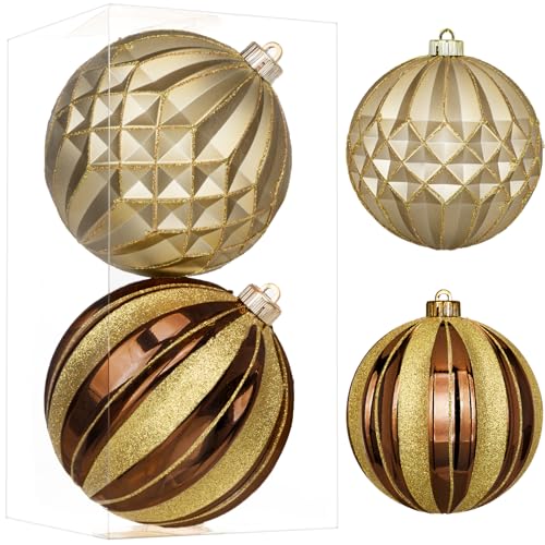Briful Copper 6'' Extra Large Christmas Ornaments Set - Oversized Shatterproof Holiday Decor