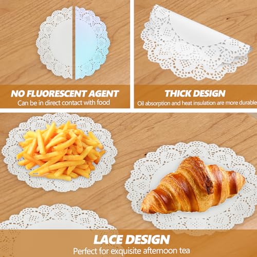 White Lace Doilies Set - 150 Pcs, 4.5" 6.5" 8.5" for Cakes & Crafts