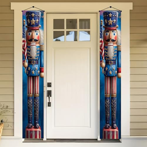BlissYard Patriotic Nutcracker Door Banner 12x72 Inch Independence Day Porch Decor