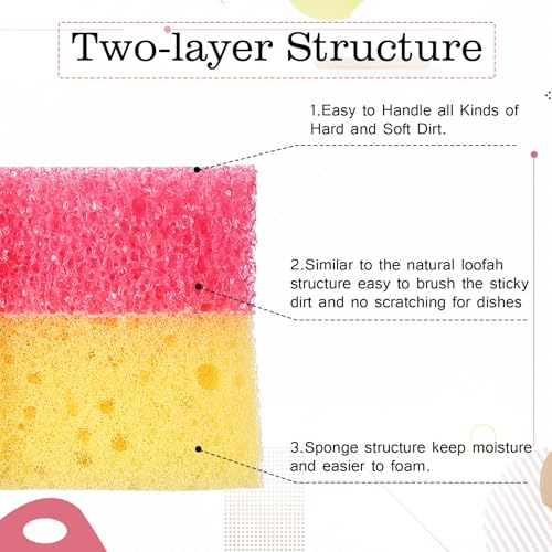 FillTouch Cat Scrub Sponges - 3 Pack, Non-Scratch, Dual-Sided