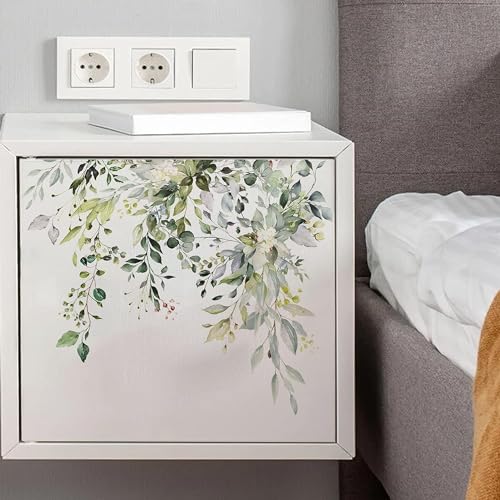 Green Leaf Floral Toilet Lid Decal | Self-Adhesive Waterproof Sticker