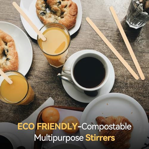 Bamboo Coffee Stirrers - 150 Count Disposable 5.5" Sticks