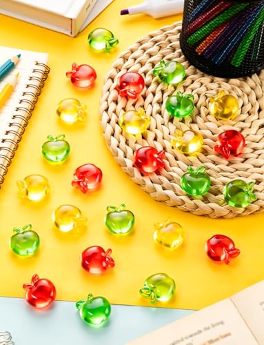 60pcs Acrylic Mini Apples - Colorful Back to School Decor