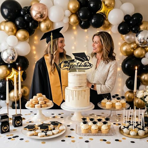 Elegant Graduation Cake Topper 2026 with Cap & Diploma