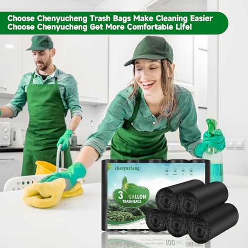 3 Gallon Biodegradable Black Trash Bags - 100 Count