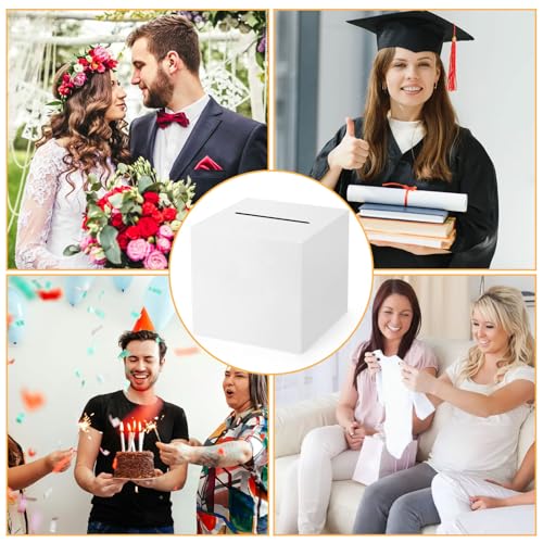 White Card Box with Slot - 11.8'' Gift Box for Weddings & Parties