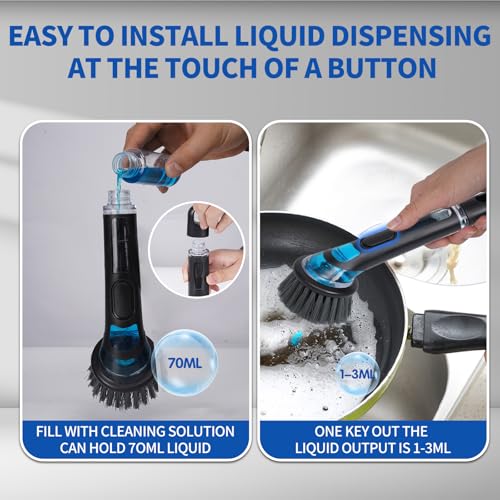 Durable Kitchen Cleaning Brush with Soap Dispenser - 2-Pack