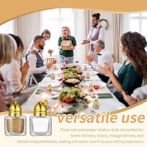 Mini Glass Salt and Pepper Shakers Set with Gold Tops - 0.5 oz