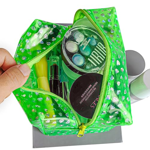 Portable Waterproof Makeup Bag - Dark Green Diamond Cosmetic Pouch