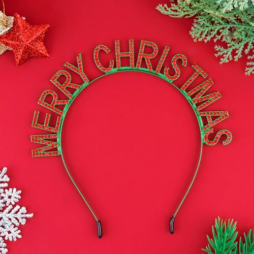COCIDE Christmas Rhinestone Crystal Headband Red and Green Holiday Hair Accessory