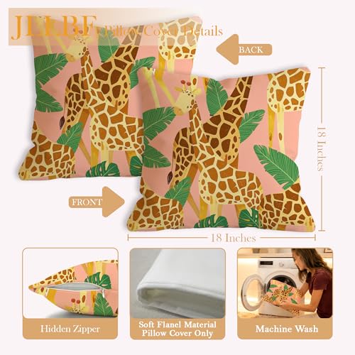 Giraffe Pillow Cover 18x18 Double-Sided Flannel for Kids Room