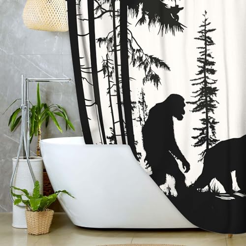 Bigfoot Forest Monster Shower Curtain, 69" x 70" Waterproof with Hooks