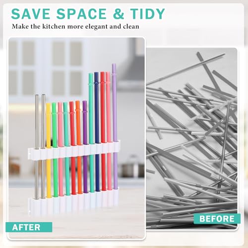 Baderke Reusable Straw Holder for Cabinets - White Classic Kitchen Organizer