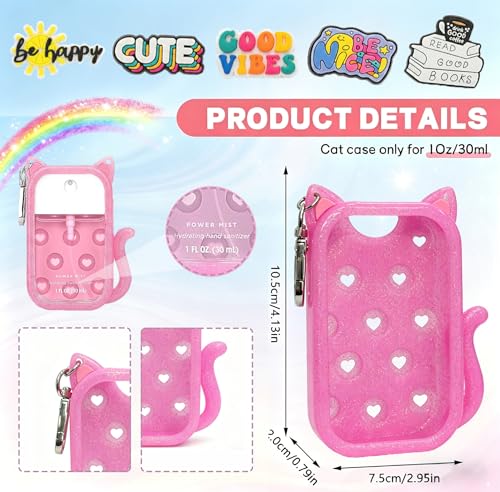 Cat Silicone Case for Touchland Hand Sanitizer Spray with Keychain & Charms