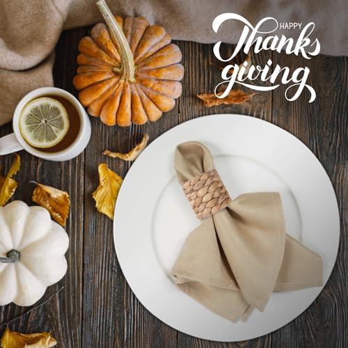 Water Hyacinth Napkin Rings Set of 12 Farmhouse Fall Table Decor