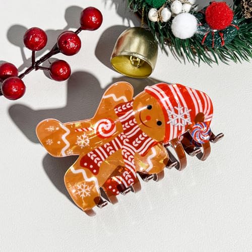 Christmas Gingerbread Man Hair Claw Clip Cute Holiday Hair Accessory
