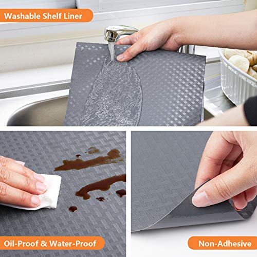 StaHom Non-Adhesive Shelf Liner, Waterproof EVA Gray Diagonal Pattern 11.8"x59"
