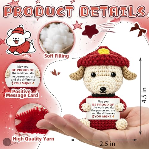Handmade Crochet Firefighter Dog Gift for Men - Inspirational Decor