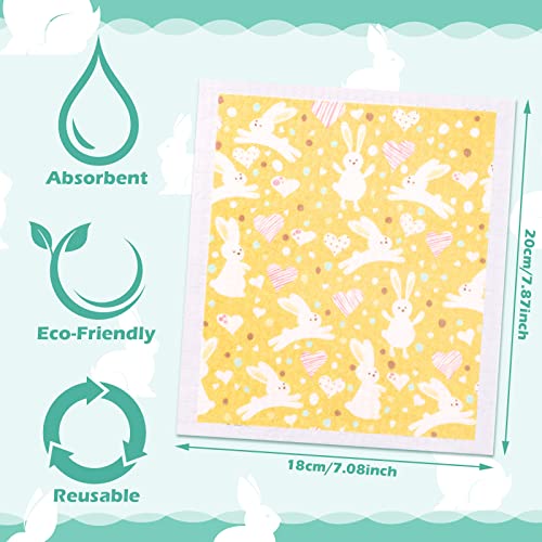 Easter Dish Cloths Set - 6 Reusable Kitchen Towels with Bunny & Egg Designs