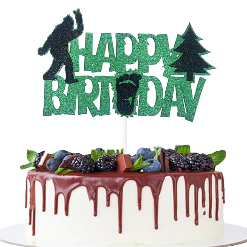 Green Glitter Gorilla Birthday Cake Topper - Jungle Theme Decor