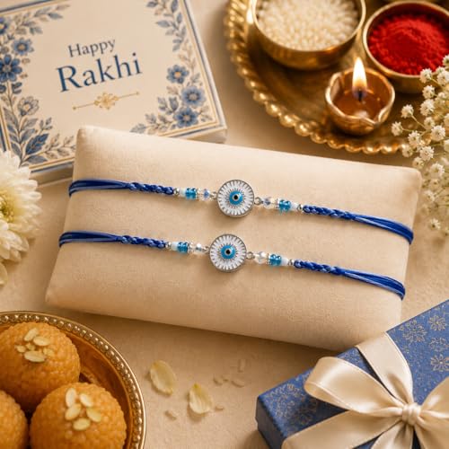 Evil Eye Bracelet Set for Brother - Rakhi Gift with Card
