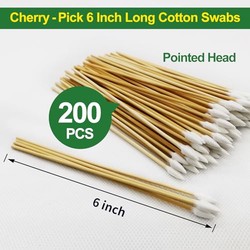 ILANSIN 6-Inch Pointed Cotton Swabs 200PCS - Biodegradable Bamboo Cotton Buds for Gun Cleaning and Precision Detail