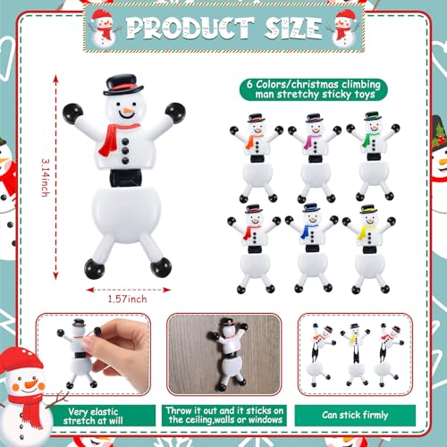114 Pcs Christmas Sticky Wall Climbing Toys Party Favors Stretchy Snowman