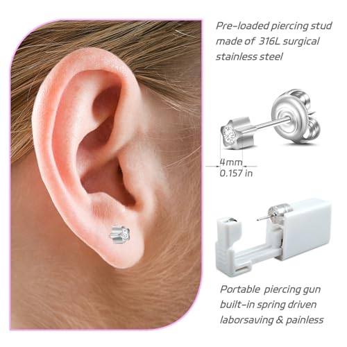 2 Pack Disposable Ear Piercing Gun Kit - Safe Sterile DIY Tool