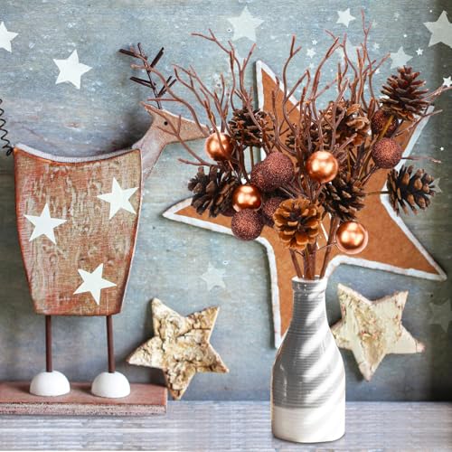 6 Pack Christmas Pinecone Picks 14.5 Inch Artificial Branches for Holiday Decor