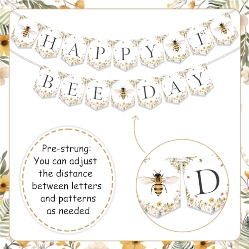 Happy 1st Bee Day Banner - Bumblebee Birthday Decorations
