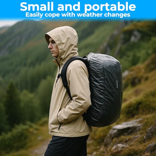 10 PCS Backpack Rain Cover Disposable, Portable Waterproof Backpack Covers Compact Bag Raincoat Disposable Rain Cover for Backpacks 30l-40l, Elastic Covers Protector Outdoor Hiking Cycling Emergency