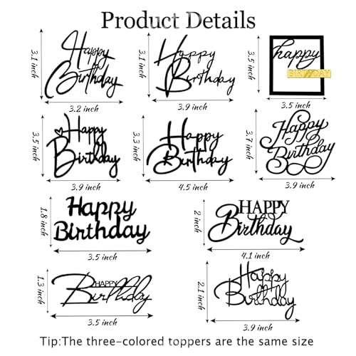 30PCS Happy Birthday Cake Toppers - Acrylic Double-Sided Set