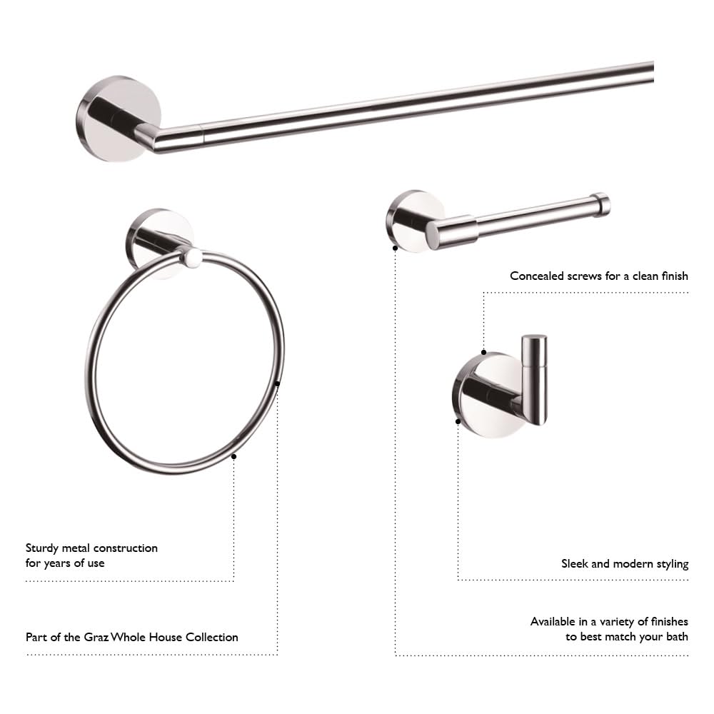 Design House 558288 Graz Robe Hook for Bathroom Bedroom Closet Kitchen or Office Polished Chrome