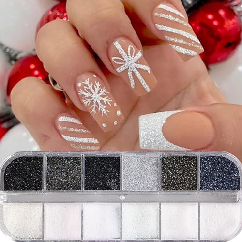 Brtavizvy 24-Color Christmas Nail Glitter Set with Brush for Winter Art