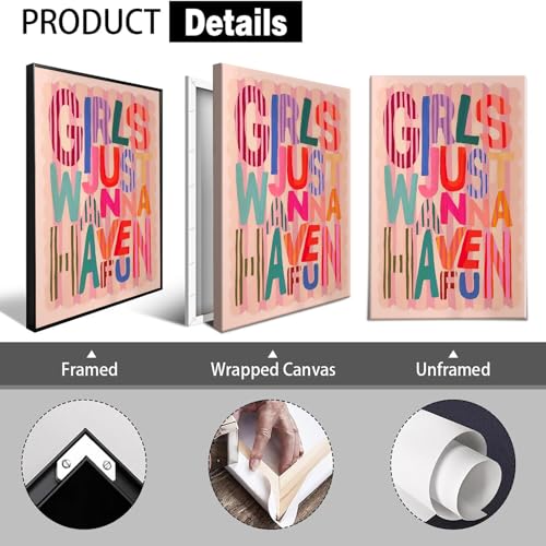 Girls Just Wanna Have Fun Canvas Poster - 8x12in Motivational Wall Art