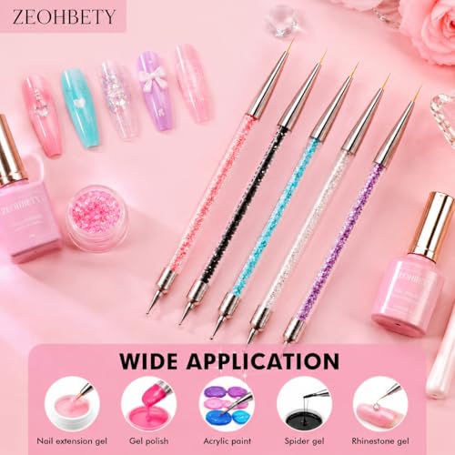 ZEOHBETY 5Pcs Nail Art Liner Brushes and Dotting Pen Tool Set
