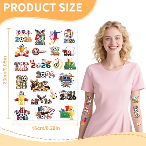World Soccer Temporary Tattoos, North American Sports Party Favors (8 Sheets)