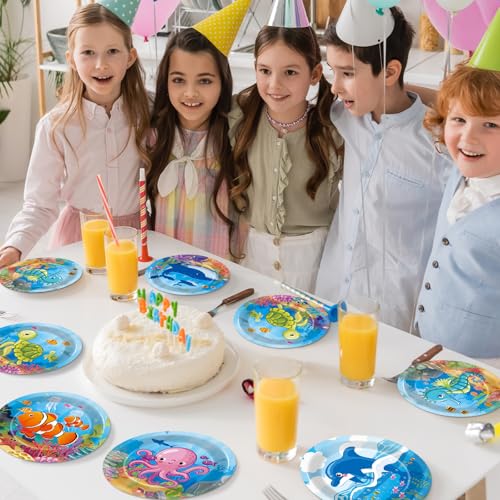 48pc Under the Sea Party Dessert Plates - 7-Inch Ocean Animal Tableware