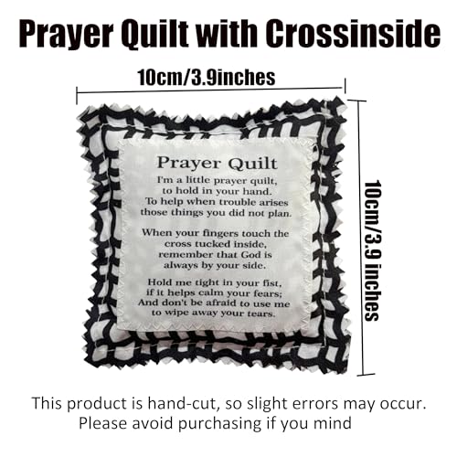 Mini Christian Prayer Quilt Squares Set of 3 - Vintage Pocket Scripture with Cross
