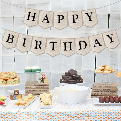 Vintage Book Birthday Banner for Reading Parties & Events