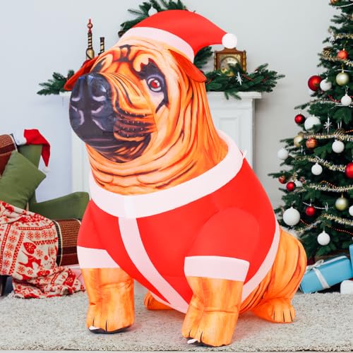 4ft Christmas Inflatable Dog Yard Decoration with LED Lights Outdoor Holiday Decor