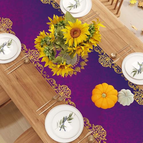Diwali Table Runner - Indian Deepavali Decorations for Home Decor, 13 x 90 inches