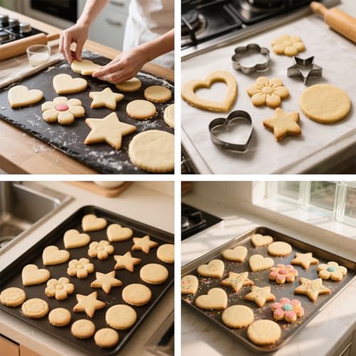 Stainless Steel Cookie Cutters Set of 12 - Heart, Flower, Star Shapes