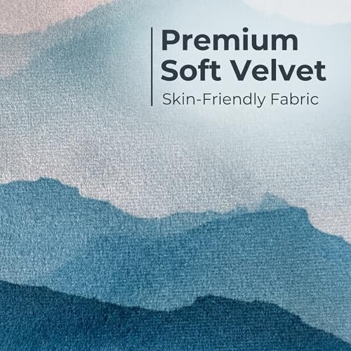 Blue Mountain Velvet Pillow Cover 18x18 - Watercolor Landscape Design