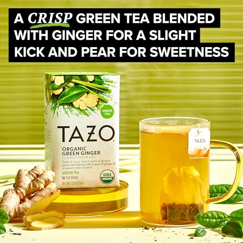 TAZO Organic Green Ginger Tea Bags - 16 Count Caffeinated Herbal Blend